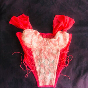 Floral rose red corset top